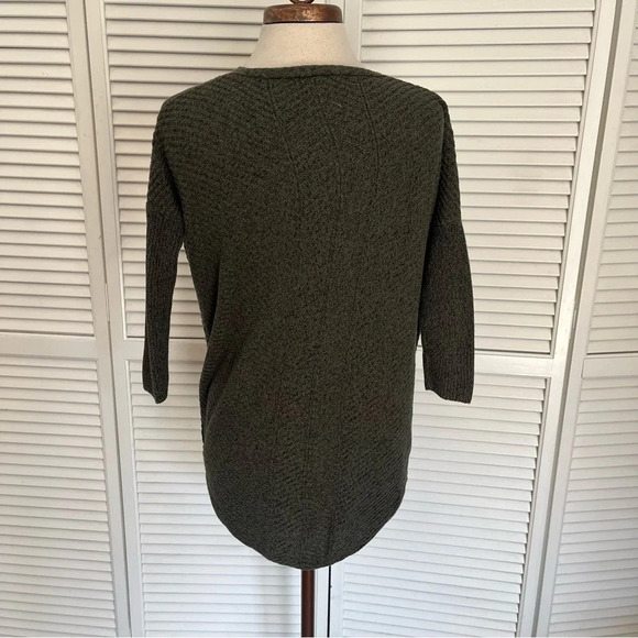 Express sweater circle hem army green scoop neck high low hem oversized XS - Picture 3 of 8